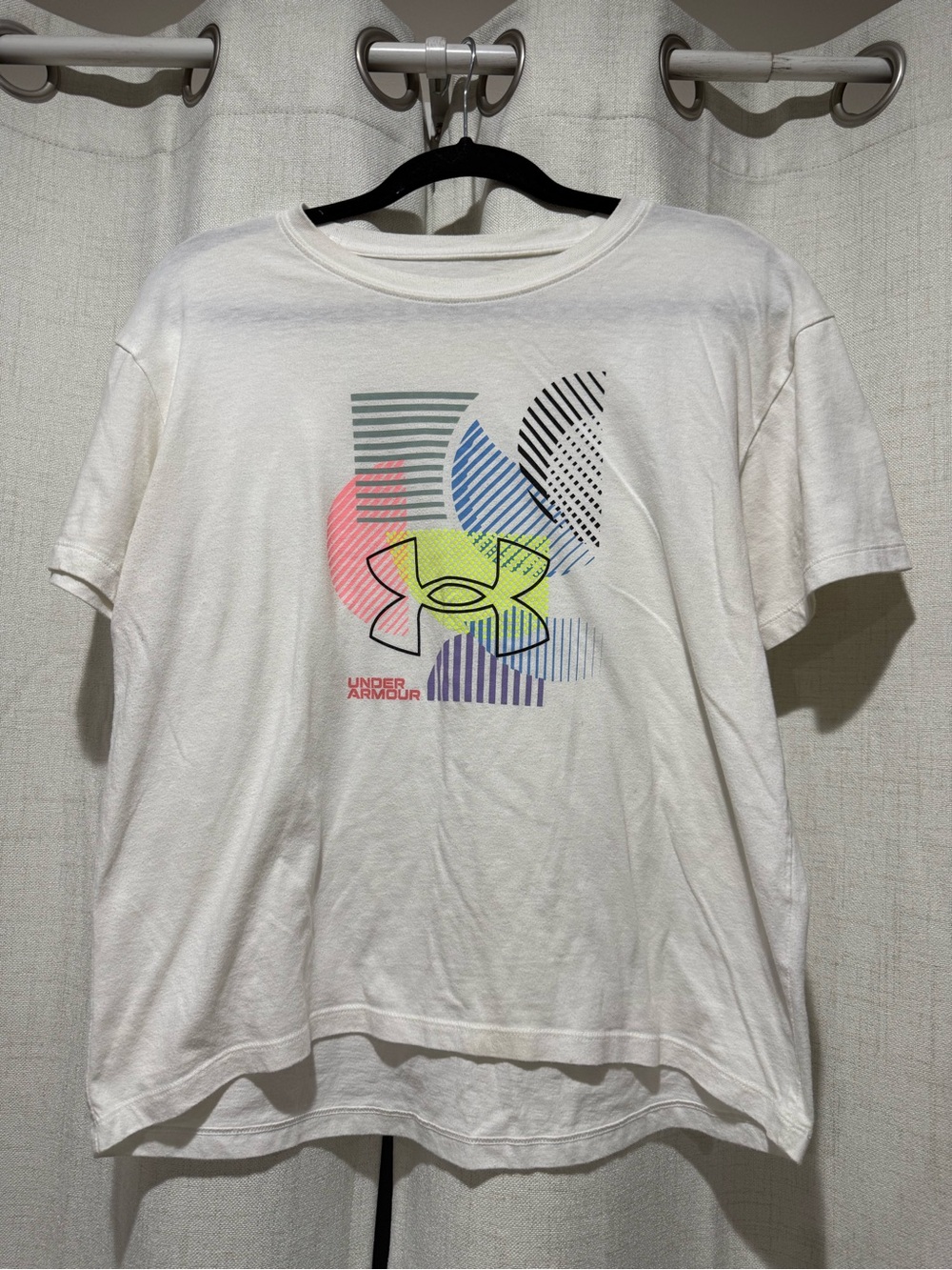 Under Armour White Short-Sleeve Graphic Tee with Neon Logo